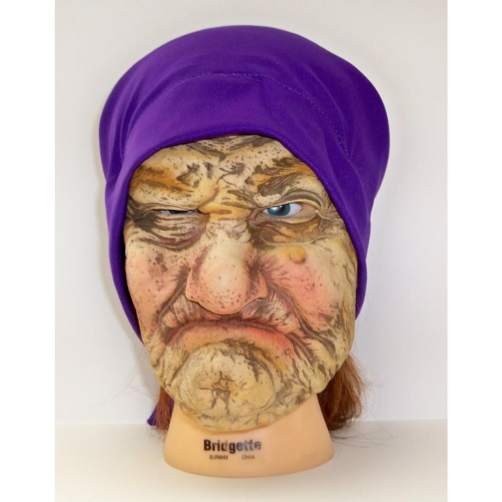 OLD WOMAN NANA LADY GRANNY WRINKLED WITH SCARF LATEX FACE MASK COSTUME